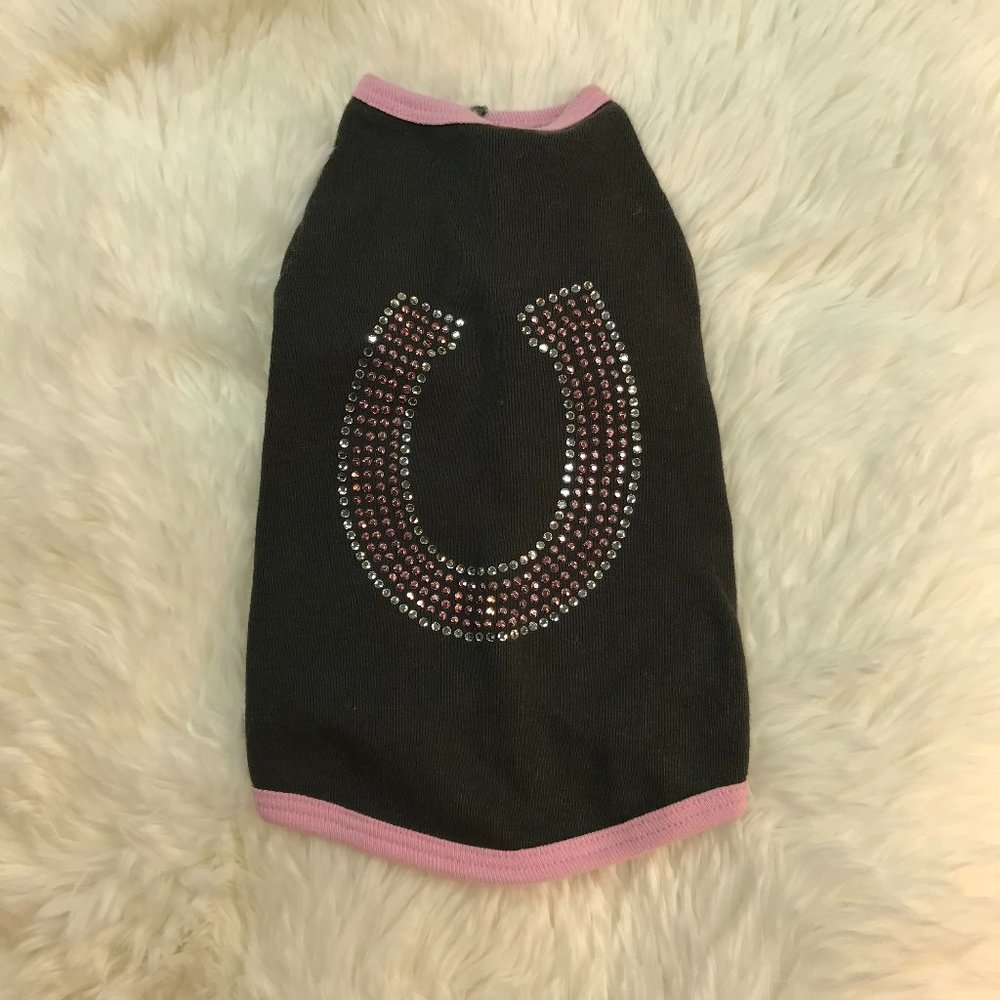 ***SALE***NWOT Custom Rhinestone/stud Lucky Horseshoe Doggie Tee